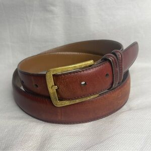 Allen Edmonds Burnished Calfskin Handmade USA Leather Belt Size 34/85 Deep Brown